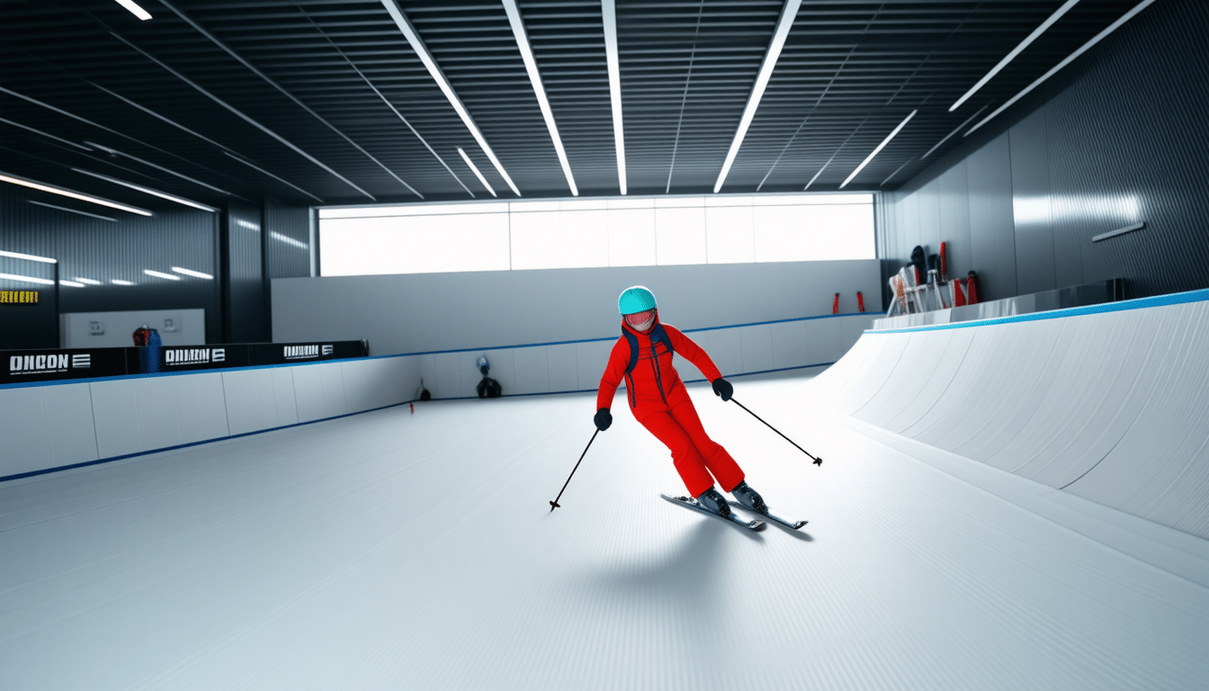 Skier sans neige sur une pente intérieure